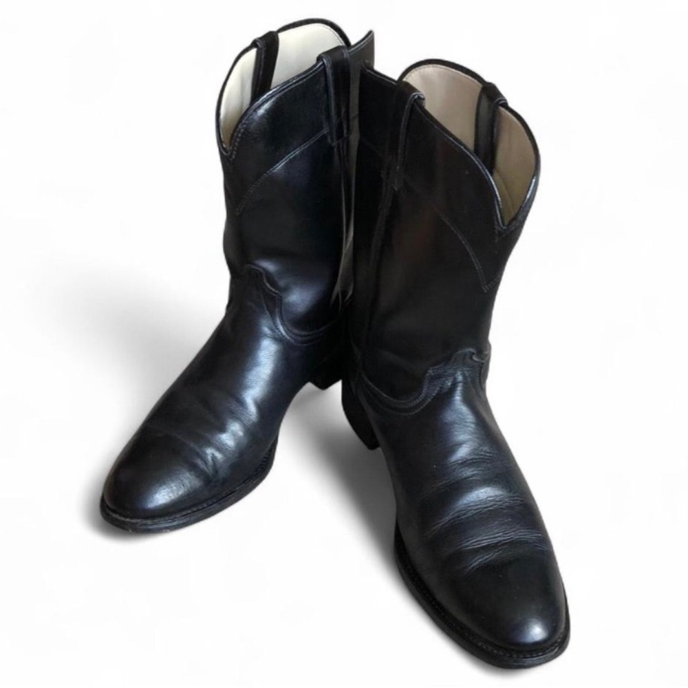 Laredo USA MADE Black Leather Roper Cowboy Western Boots Mens 12 D